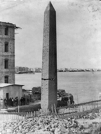 Cleopatra's Needle in Alexandria, ca. 1880; old archive photo